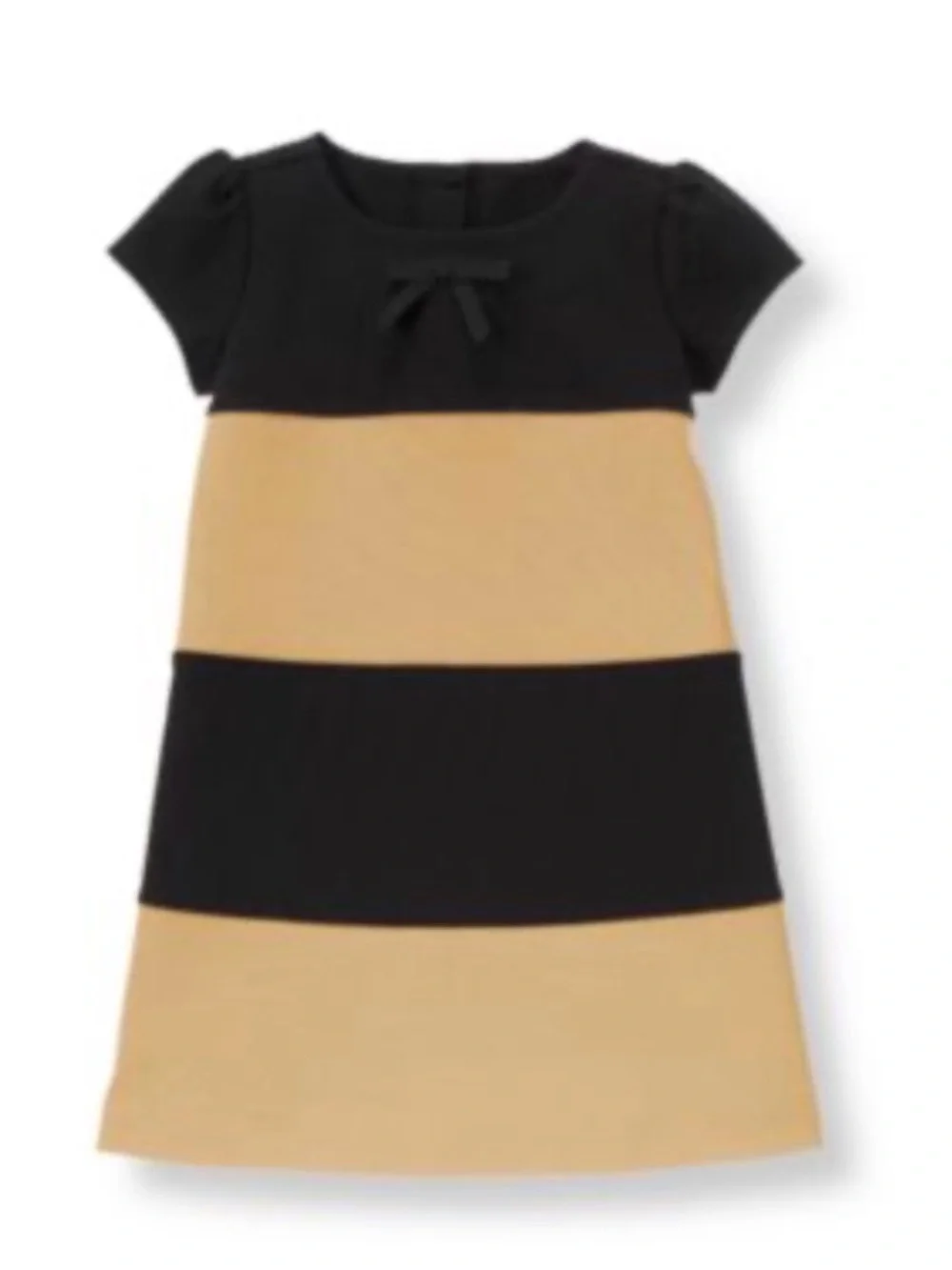 Janie and Jack Tan & Black Color Block Striped Dress w Bow Set w Bloomers 3-6 Mo